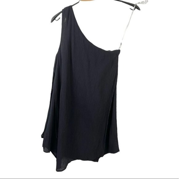 ** Michael Kors Black Cotton One Shoulder Layer Dress Size S - Picture 5 of 9